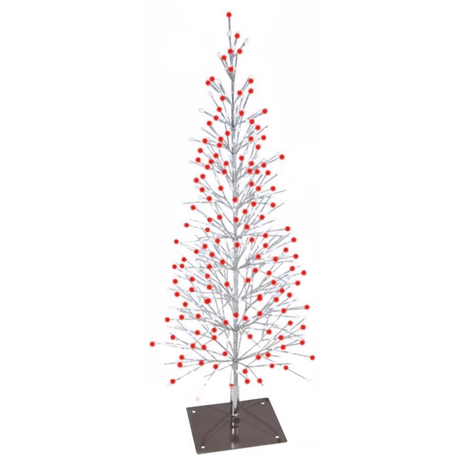 Celebrations LED Red/White Light Birch Tree 6.5 ft. Yard Decor