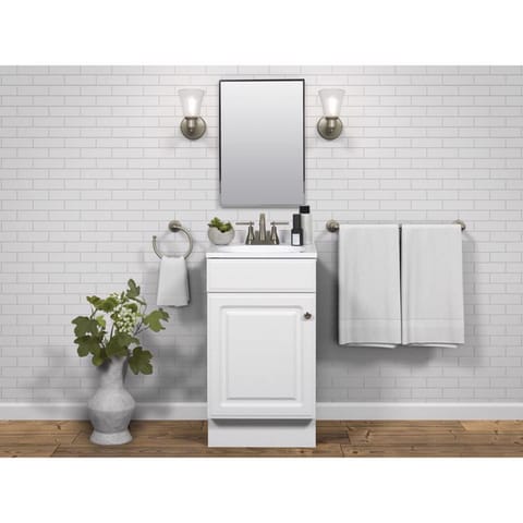 Zenna Home Single White Bathroom Vanity 18 in. W X 16 in. D X 35