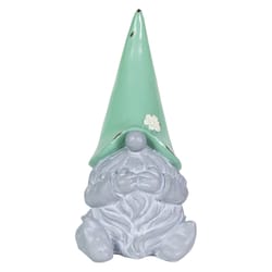 WindyWings Gray Resin 10 in. H X 5.5 in. L X 5 in. W Green Hat Grey Garden Gnome Statue