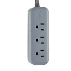 Globe Electric Designer Series 8 ft. L 3 outlets Flexible Power Strip Gray