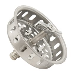 PlumbCraft 2 in. D Chrome Silver Stainless Steel Spin Lock Basket Sink Strainer