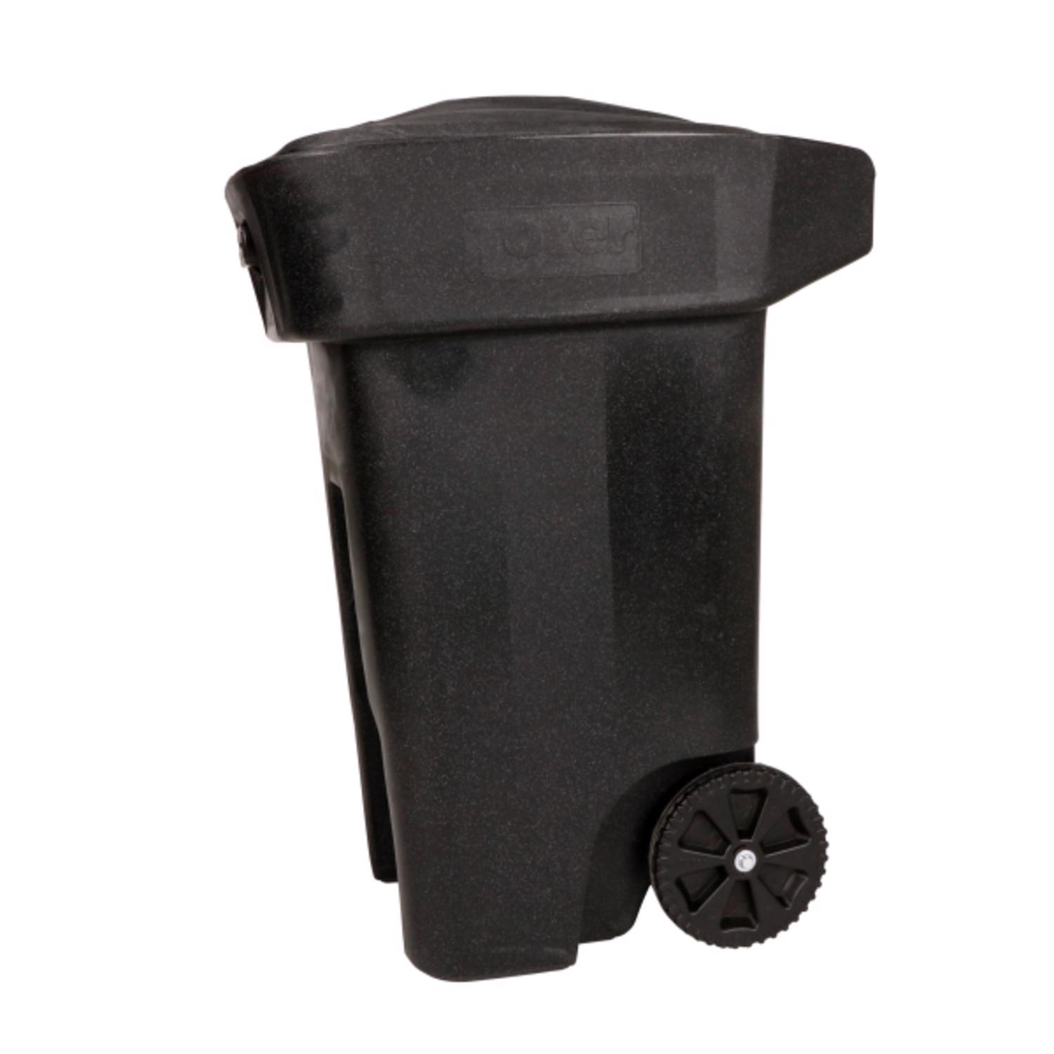 Toter Bear Resistant 64 gal Black Polyethylene Wheeled Garbage Can