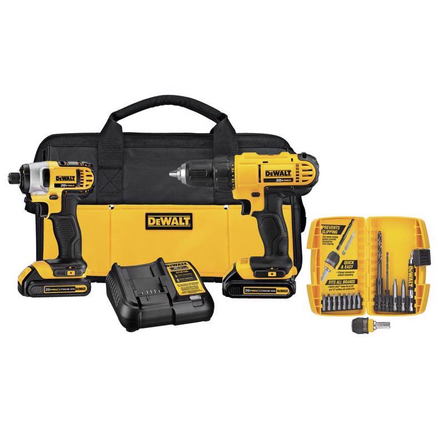 De WALT（デウォルト） 20V MAX Impact（インパクト）セット DeWalt 20V MAX Cordless Brushed 2 Tool Compact Drill and Impact