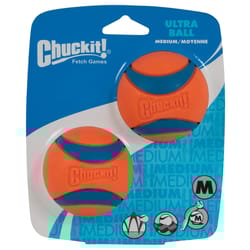 Chuckit! For Dog Blue/Orange Rubber Fetch Ball Ultra Ball Medium 2 pk