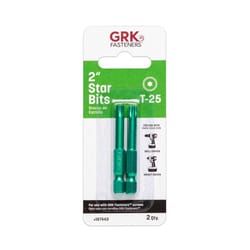 GRK Fasteners Star T25 X 2 in. L Power Bit Steel 2 pc