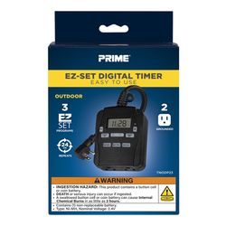 Prime EZ-SET Outdoor Digital Timer 125 V Black