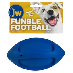 JW Pet iSqueak For Dog Assorted Rubber Funble Football Dog Toy Medium 1 pk