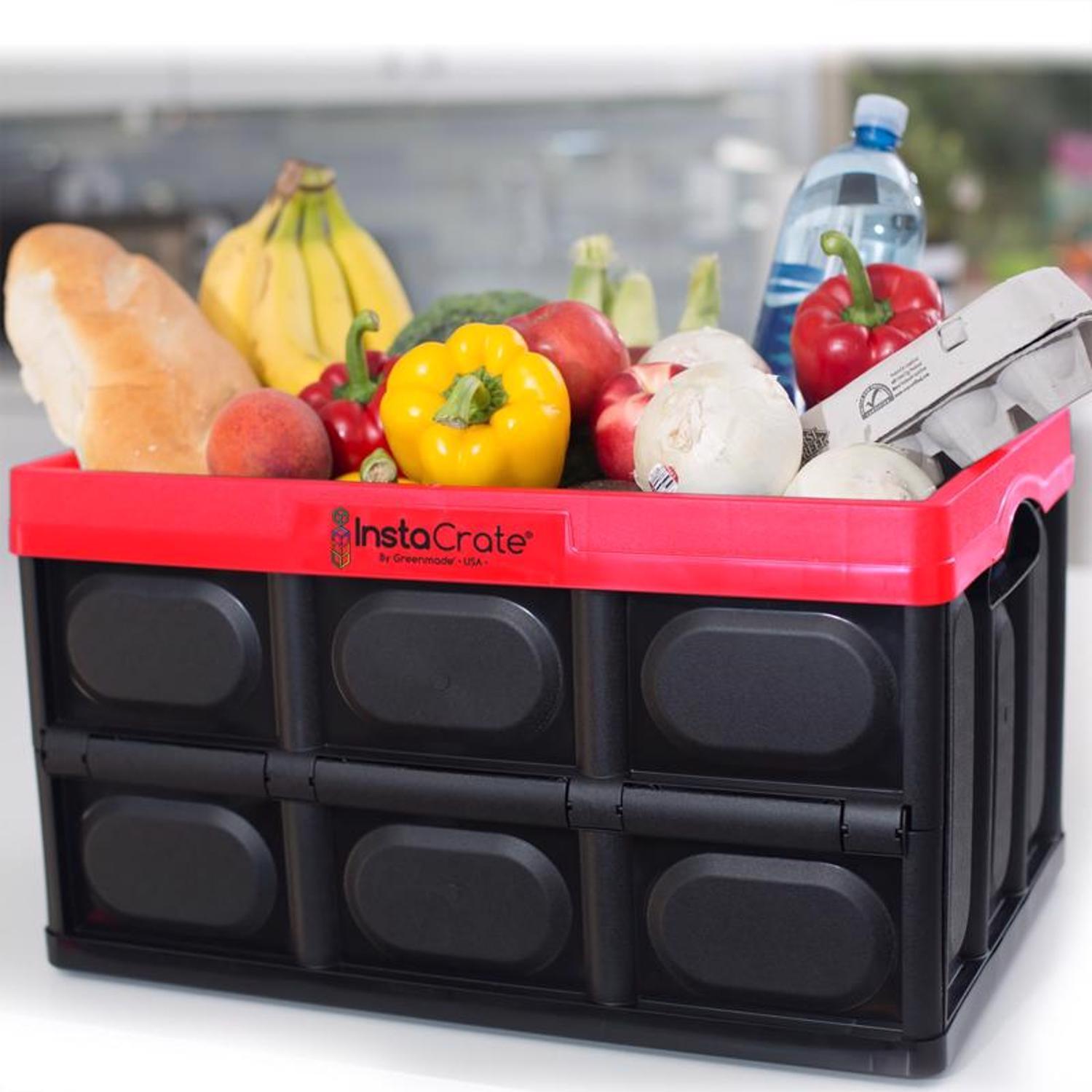 Greenmade InstaCrate 12 gal Black/Red Folding Crate 11.7 in. H X