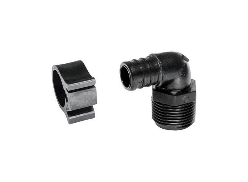 PEXLOCK Pipe Elbow, 3/4 in, MPT, 90 deg Angle, Black, 100 psi Pressure Pair