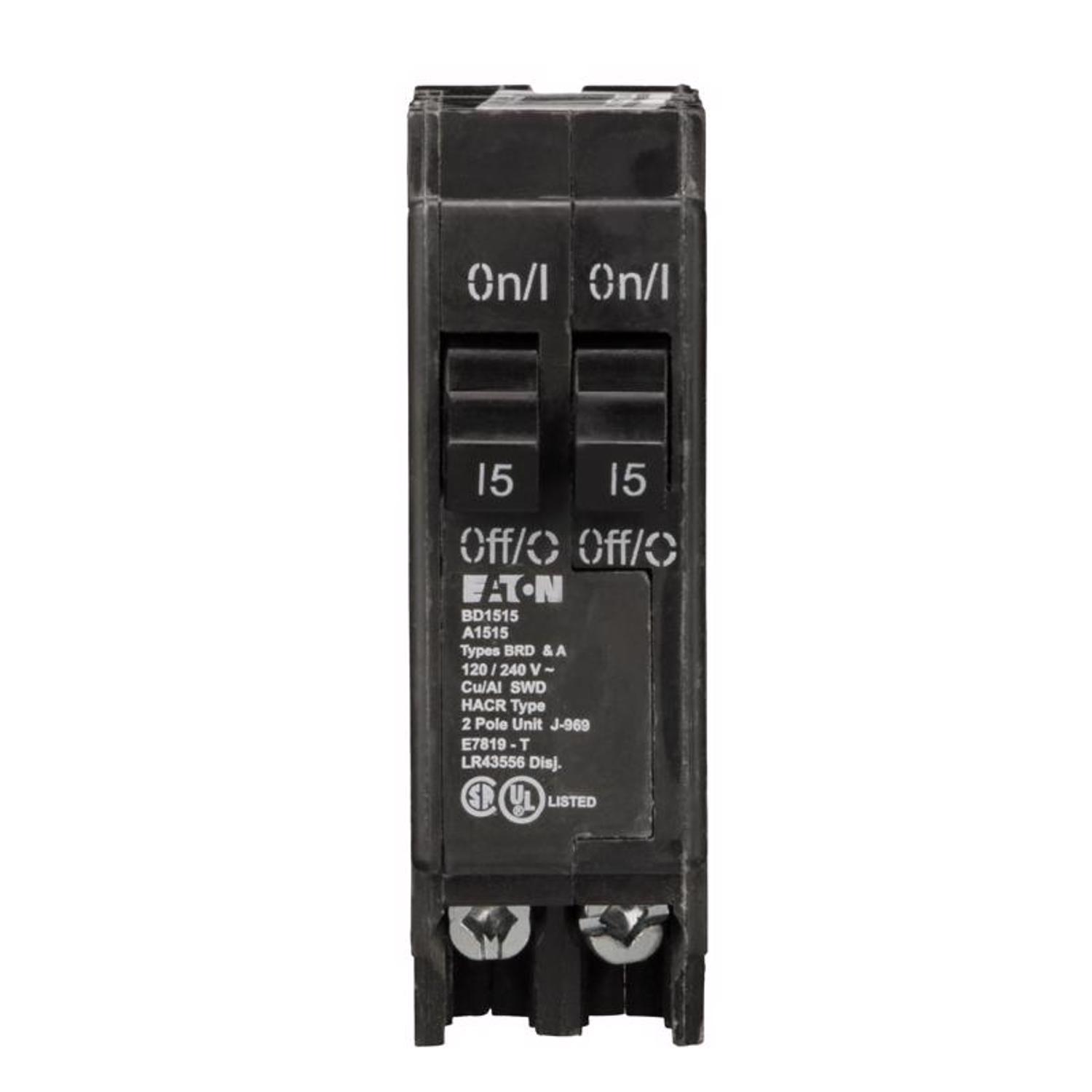 Eaton 15/15 amps Tandem 2-Pole Circuit Breaker Mfr# BD1515 - Ace