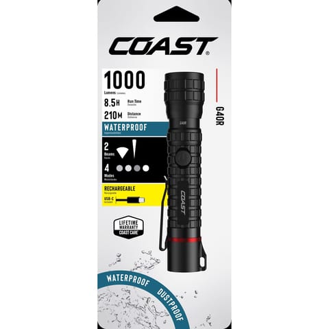 coast rechargeable flashlight 400r Polysteel 400 440 Lumen Waterproof Pure Beam Focusing LED with Twist Focus and Stainless Steel Core , Black Tools & Home Improvement Small enough to carry everywhere but tough enough for real work POLYSTEEL 400 FLASHLIGHT (Pack of
