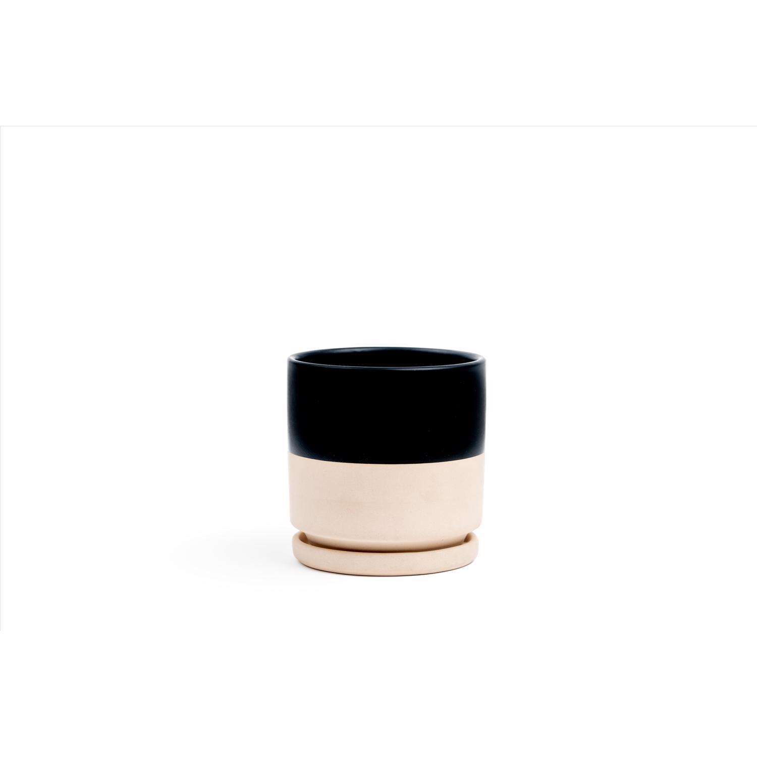 Momma Pots Gemstone Cylinder 6.5 in. W Porcelain Planter Black