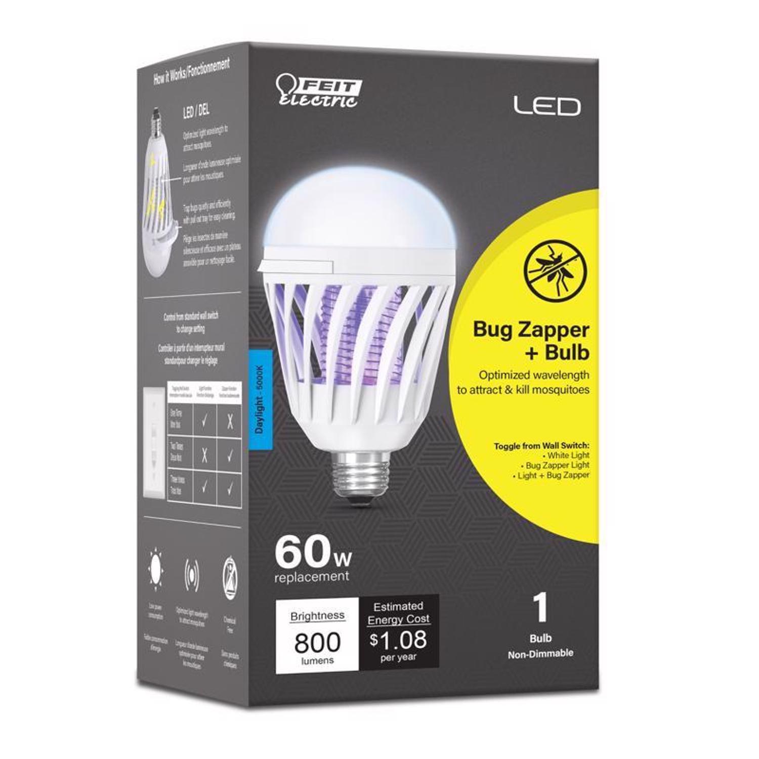 Photos - Light Bulb Feit A19 E26  LED Bug Zapper Bulb Daylight 60 Watt Equivalence 1 pk C60/950CA/BZLED(Medium)
