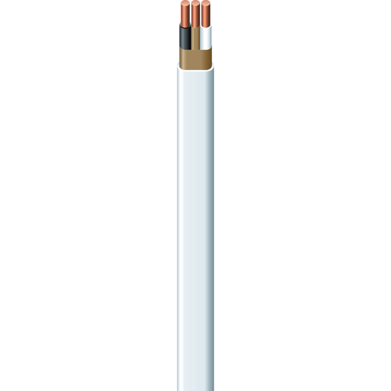 Non-Metallic Building Cable, NM-B, 14 AWG, 2C with Ground C, White, PVC, Solid, 600V AC, 50 ft