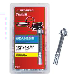 Red Head 1/2 in. D X 4.25 in. L Steel Hex Head Wedge Anchor 25 pk