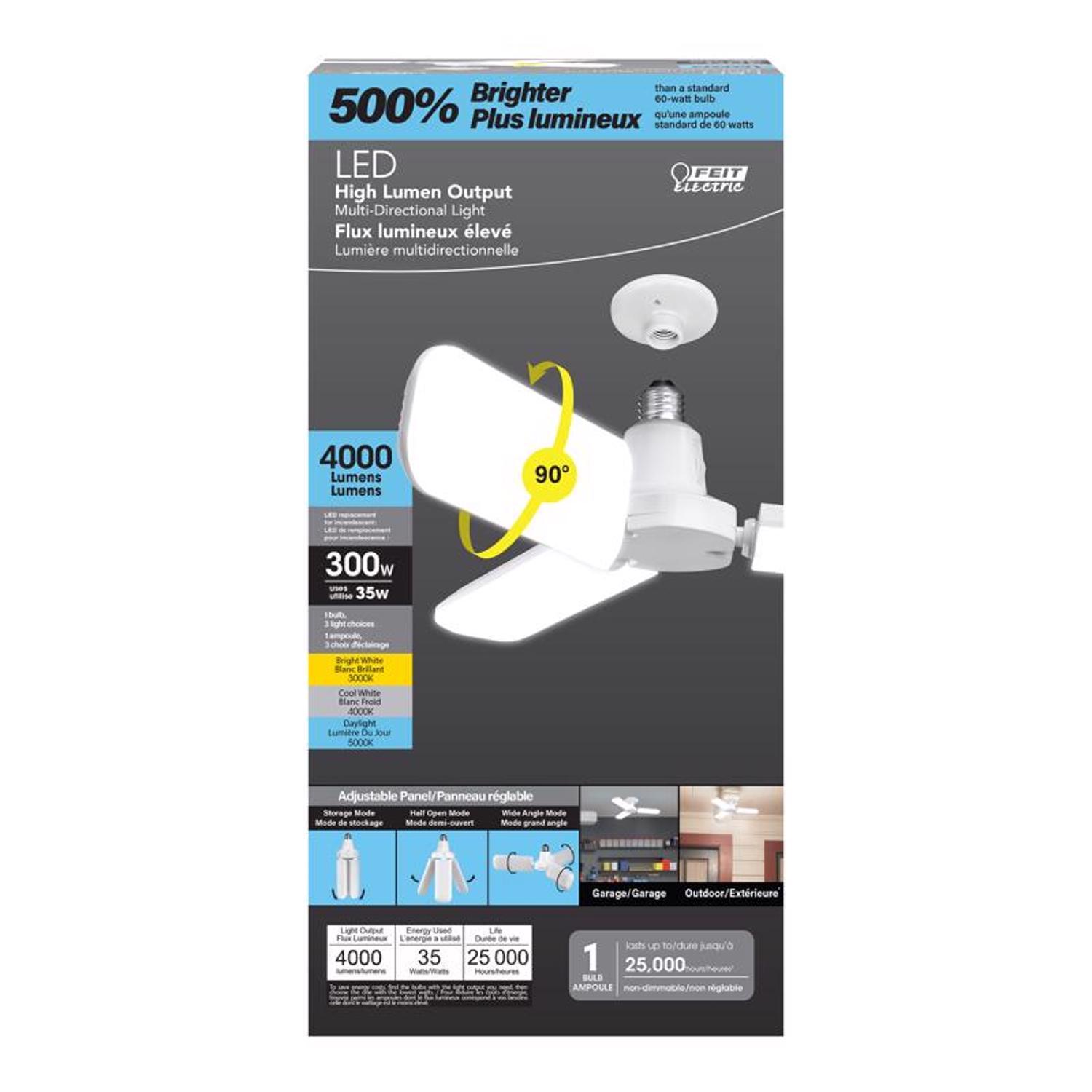 Photos - Light Bulb Feit Wide Surface E26  LED Garage Bulb Bright White 300 Watt Equivalence 1 pk ADJ40003CCTLED(Medium)