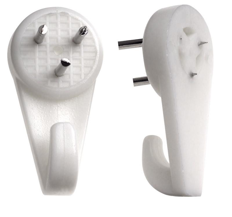 Hardwall Hanger, 15 lb, Plastic, White, 5PK