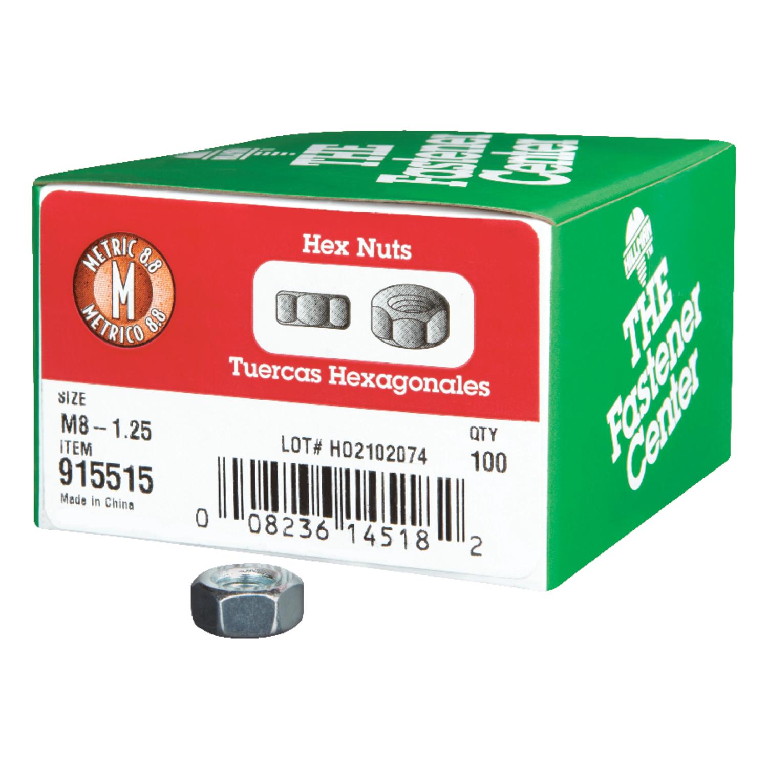 Hillman M8-1.25 mm Zinc-Plated Steel Metric Hex Nut 100 pk Mfr