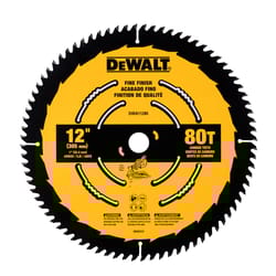 DEWALT 12 in. D X 1 in. Fine Finish Carbide Tipped Circular Saw Blade 80 teeth 1 pc