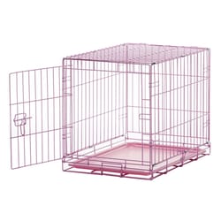 Carlson Small Metal Dog Crate Pink 19 in. H X 18 in. W X 24 in. D