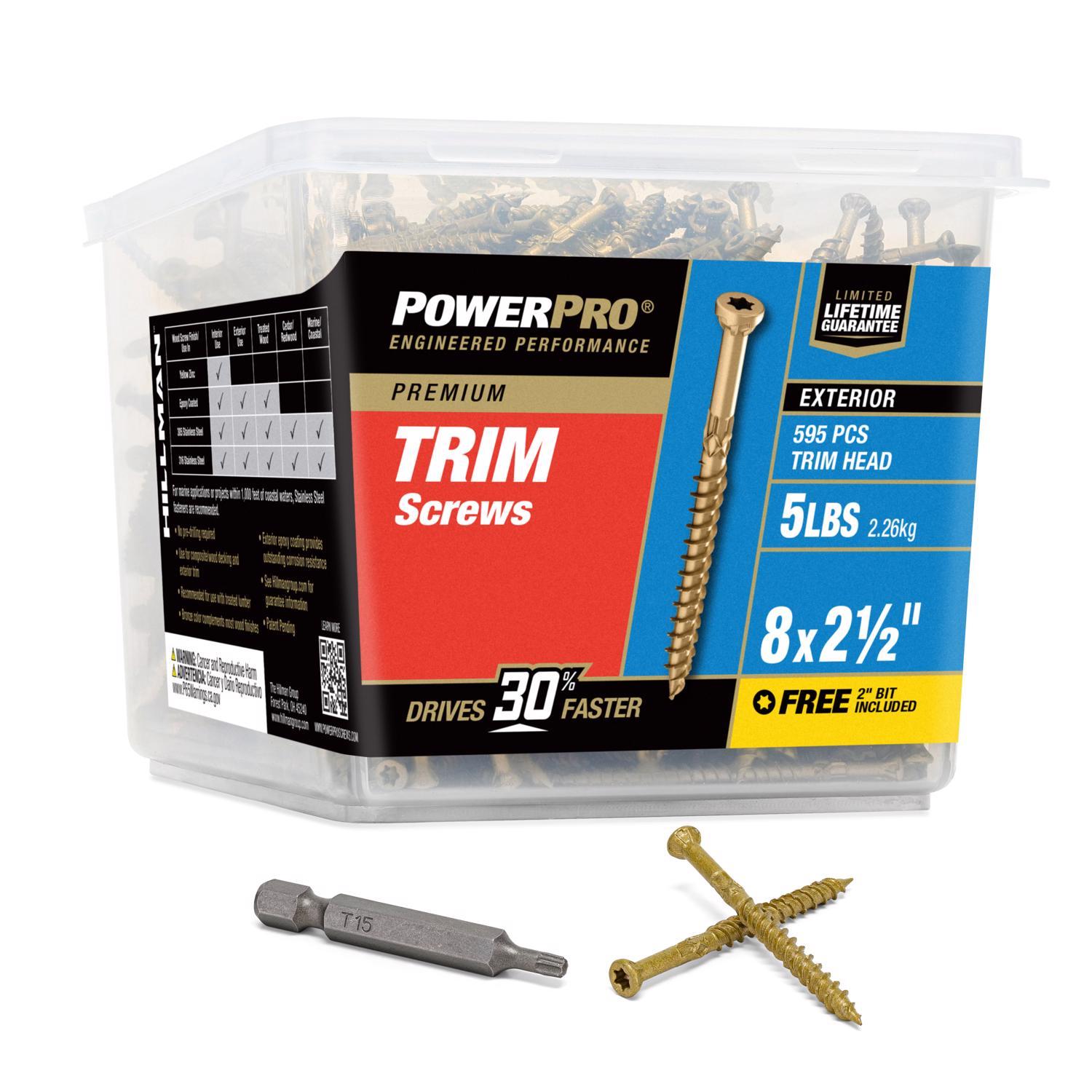 HILLMAN Power Pro No. 8 X 2-1/2 in. L Star Coarse Trim Screws 595