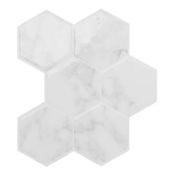 Smart Tiles Hexa Yule 9.56 in. W X 10.61 in. L White Vinyl Adhesive Wall Tile 4 pc