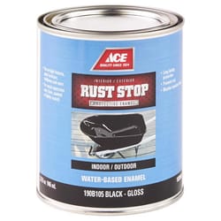 Ace Rust Stop Indoor and Outdoor Gloss Black Water-Based Enamel Rust Prevention Paint 1 qt