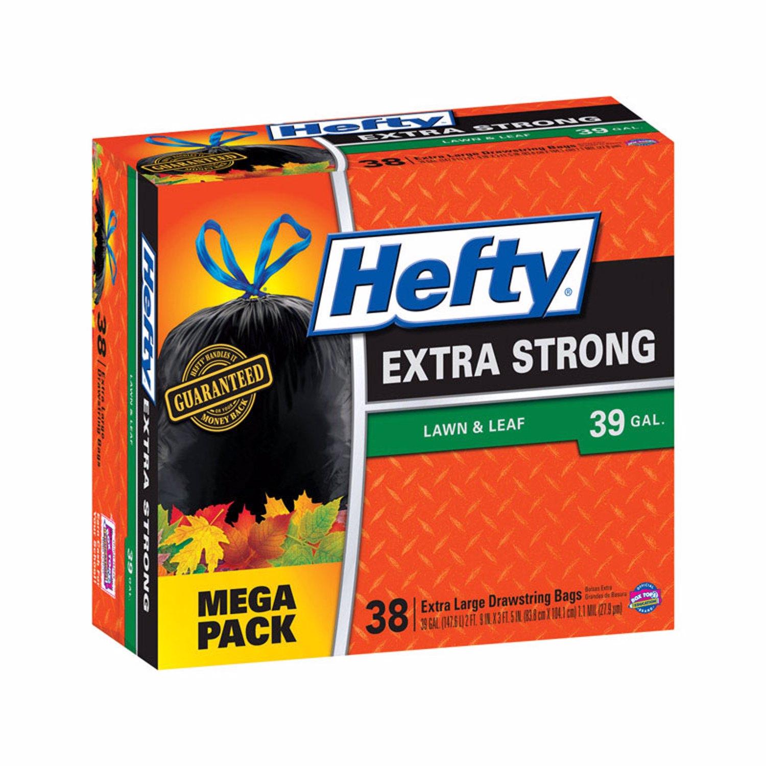 Hefty Extra Strong 39 gal No Scent Lawn and Leaf Bags Drawstring