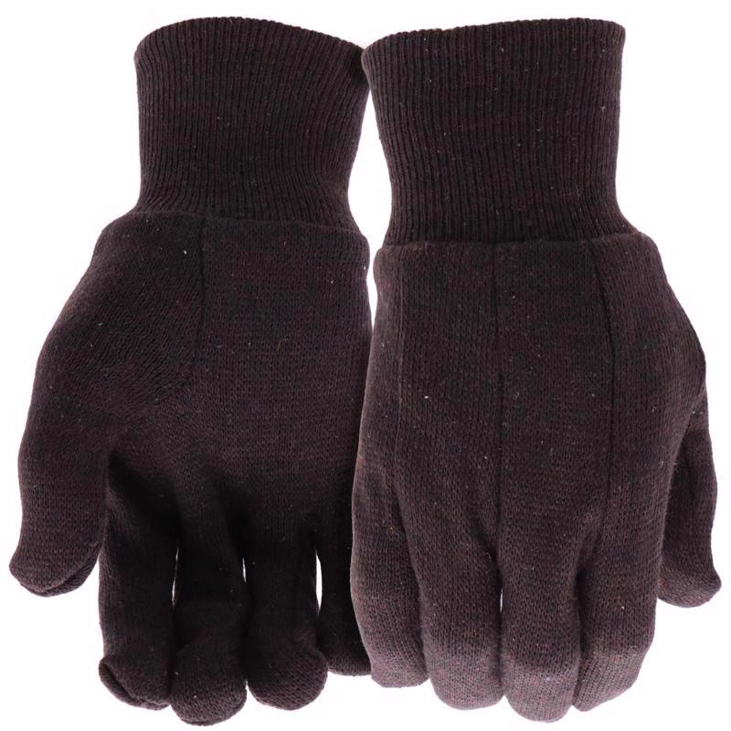 Elisanliving 6 Pairs Brown Jersey Work Gloves – Cotton/Polyester, Lady Size Small