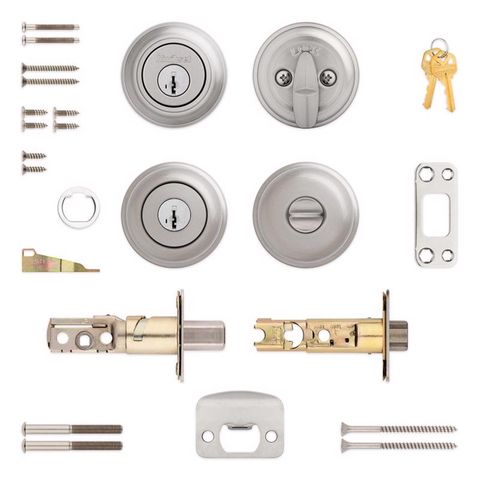 自宅用③ クイーンセブン　自宅用 Kwikset Juno Traditional Satin Nickel Deadbolt and Entry Door Knob