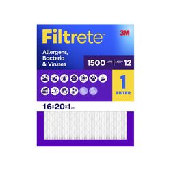 Filtrete 16 in. W X 20 in. H X 1 in. 1500 MPR Pleated Allergen Air Filter 1 pk