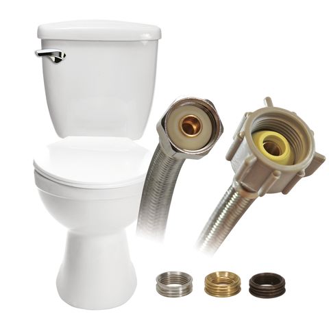 Shark Industrial Toilet Water Supply Line – 12 Inch Braided Stainless Steel, 1/2" FIP X 7/8" Ballcock, Burst Proof 304 Steel, NSF61 Certified