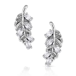 Montana Silversmiths Women's Bridgerton Feather Silver Earrings Water Resistant