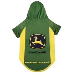 Pets First John Deere Green/Yellow Cat/Dog Hoodie Medium