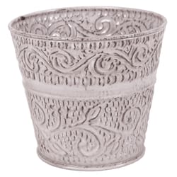 Robert Allen Ironstone 10 in. D Metal Ensley Planter White