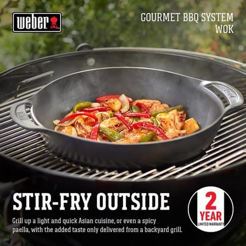 Weber Gourmet BBQ System Cast Iron/Porcelain Grill Wok 16.7 in