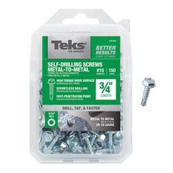 Teks No. 10 in. X 3/4 in. L Hex Hex Washer Head Sheet Metal Screws 150 pk