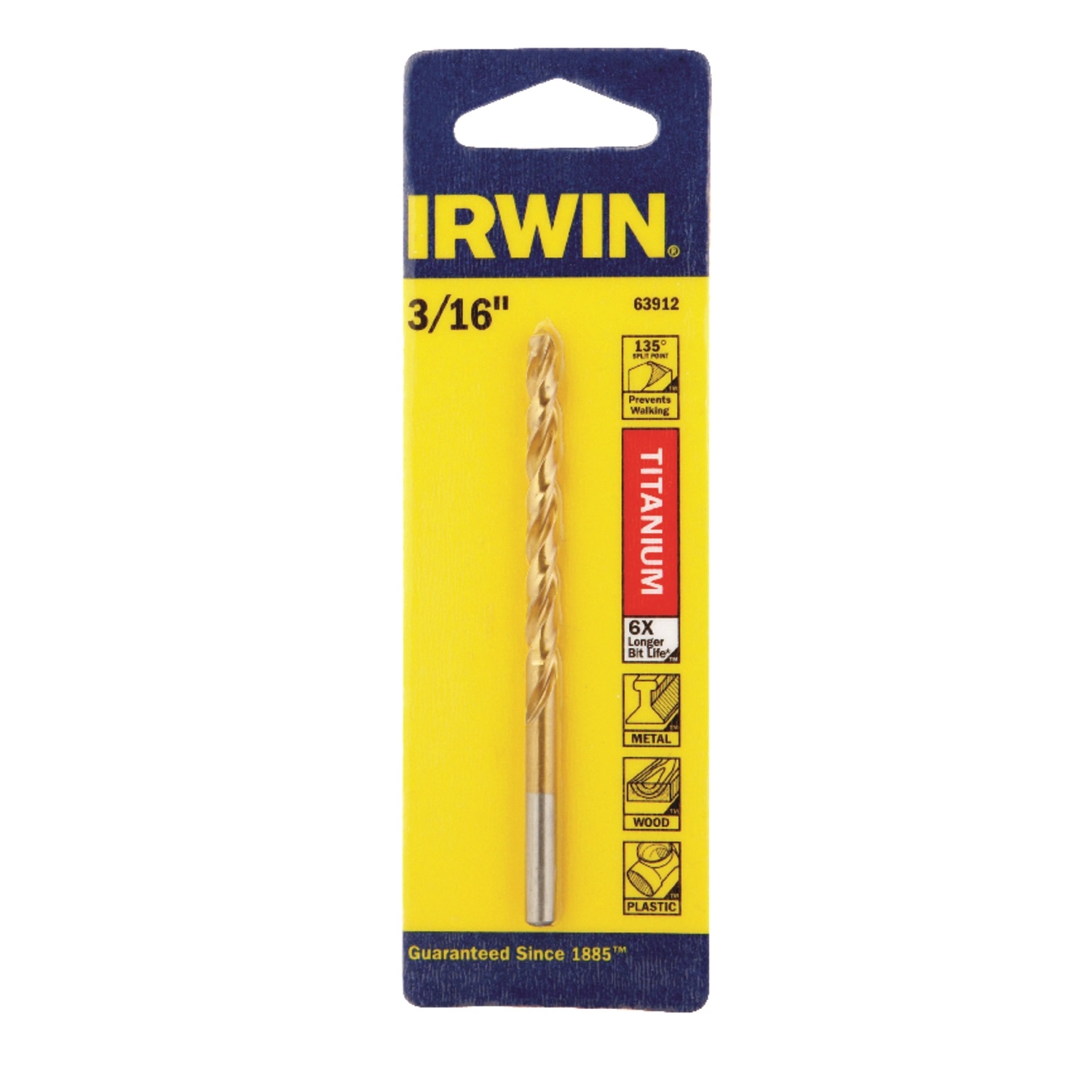 Irwin Industrial Tool .19in. Titanium Nitride Coated High Speed Steel Drill Bit