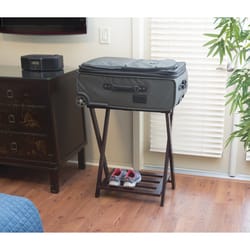 Lipper International Wood Luggage Rack with Shoe Rack
