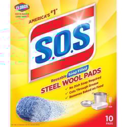 S.O.S Heavy Duty Steel Wool Pads For Multi-Purpose 5.50 in. L 10 pk