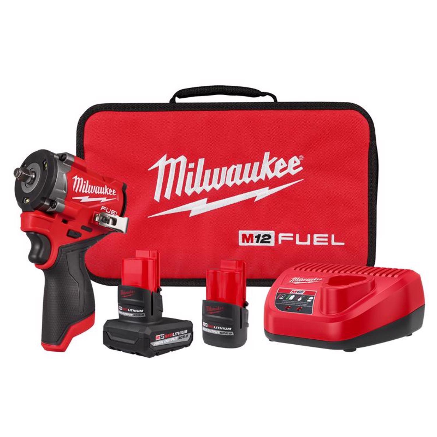 Milwaukee M12 3/8 in. Cordless Brushless Impact Wrench Kit (Battery Charger)