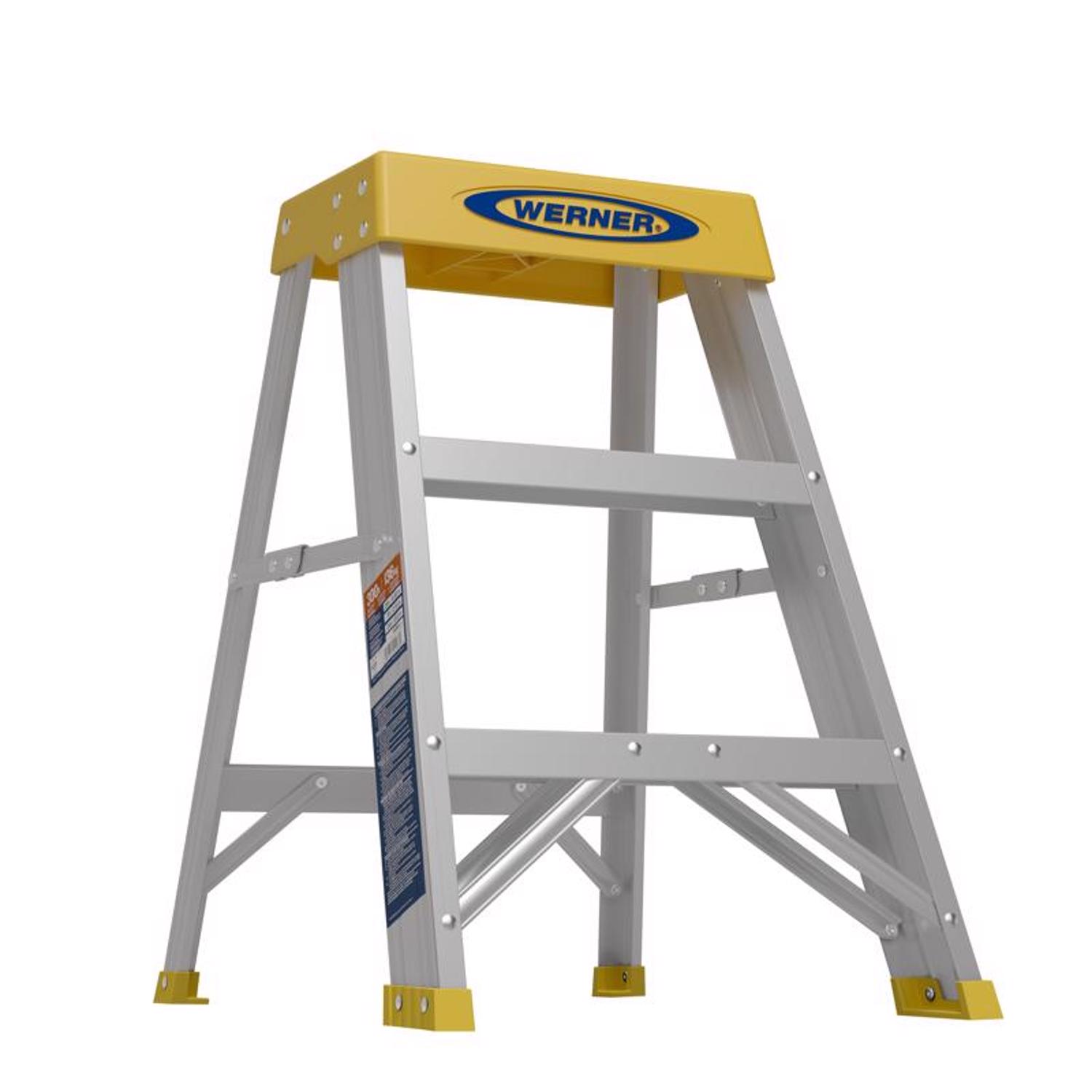 2-Step Aluminum Step Stool with 300 lb. Load Capacity in Silver/Black