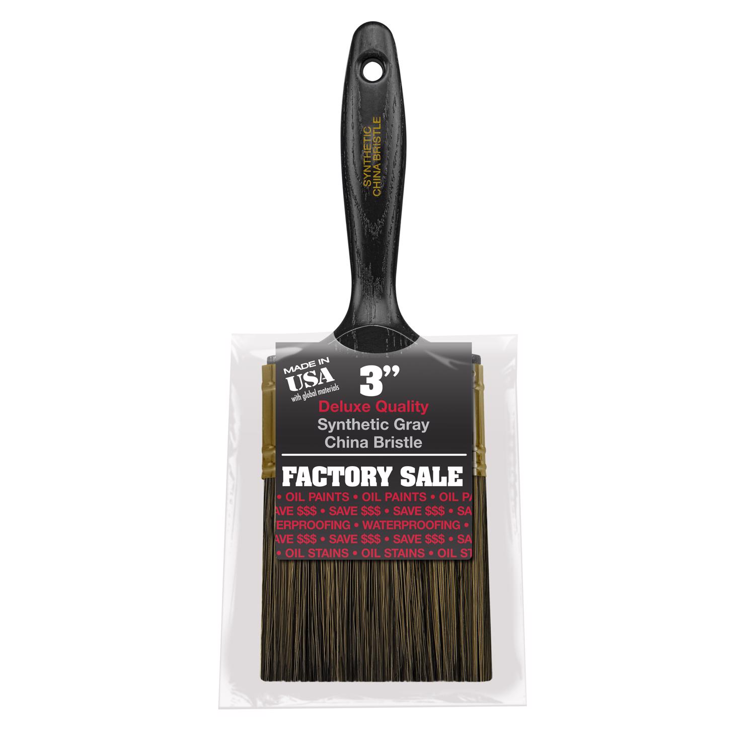 3" Flat Sash Soft, China Hair Bristle, Paint Brush, Plastic Handle