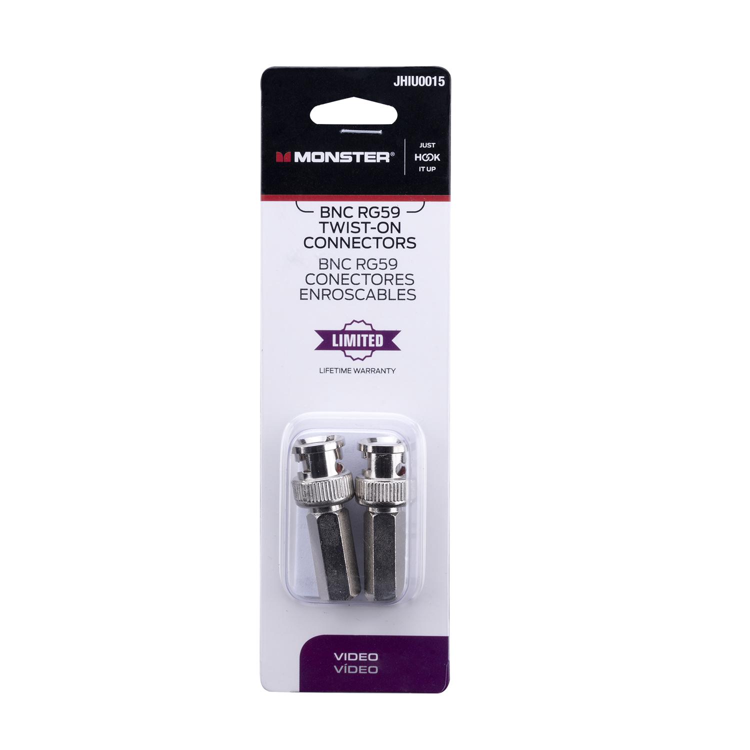 Monster Just Hook It Up Twist-On BNC Coaxial Connector 2 pk Mfr