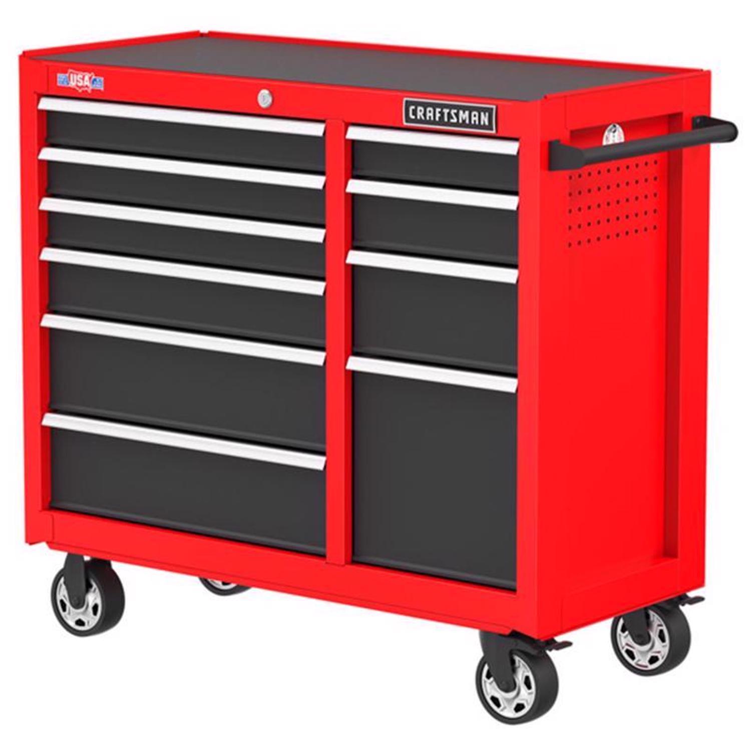 Ace Hardware CRAFTSMAN S2000 41 in. 10 drawer Steel Rolling Tool Cabinet 37.5 in. H X 18 in. D