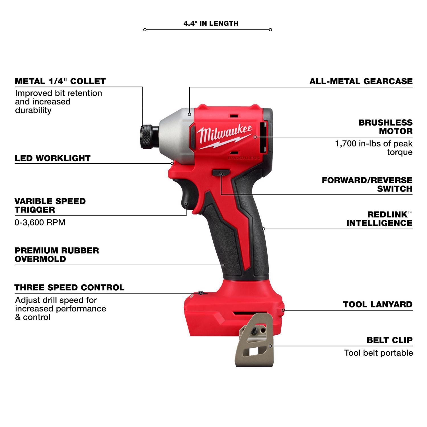 Milwaukee M18 Cordless Brushless 4 Tool Combo Kit Mfr# 3693-24CX