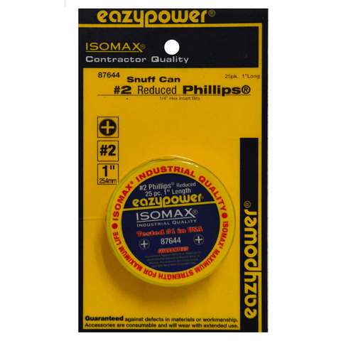 Eazypower Isomax Phillips Reduced #2 X 1 in. L Insert Bit 25 pc Mfr ...