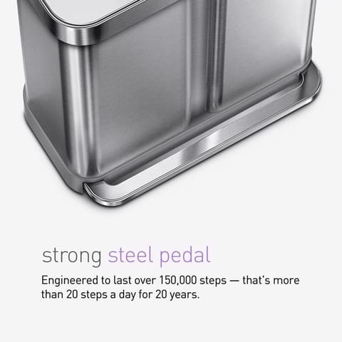 Simplehuman 58 L Metallic Silver Plastic/Stainless Steel Dual