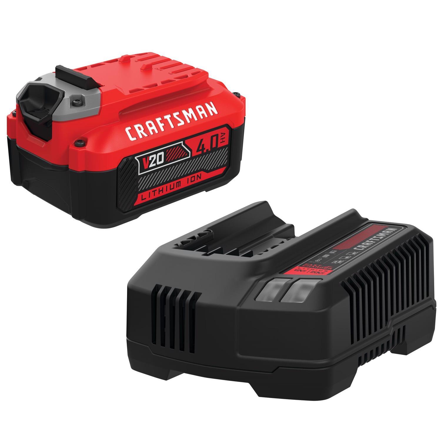 Ace Hardware CRAFTSMAN V20 4 Ah Lithium-Ion Battery and Charger 2 pc