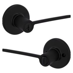 Kwikset Ladera SmartKey Security Contemporary Matte Black Keyed Entry Lever 1-3/4 in.